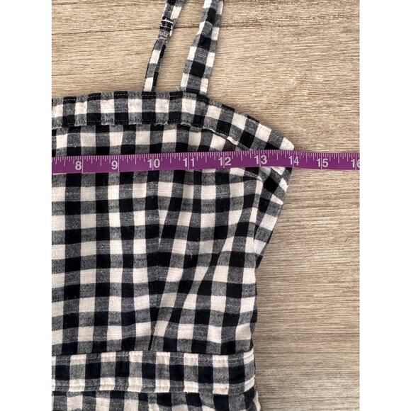 Abercrombie & Fitch Gingham Check Mini Dress XS Black White Square Neck - Picture 7 of 11